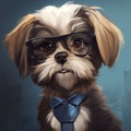 Colorful Speedpainting Of A Dog With Glasses And Tie Royalty Free Stock Photo