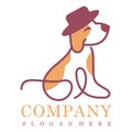 Dog wearing a hat pet shop logo