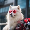 dog wearing heart-shaped glasses Royalty Free Stock Photo