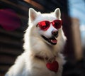 dog wearing heart-shaped glasses Royalty Free Stock Photo