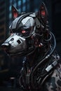 Futuristic Dog in Red-Eyed Suit