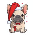 a dog wearing a santa hat and a bow tie with a red ribbon around its neck and nose