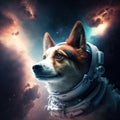 A dog wearing a space suit. Generative AI Royalty Free Stock Photo