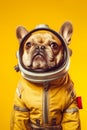 Dog wearing space suit with helmet on it's head. Generative AI Royalty Free Stock Photo