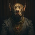 a dog wearing a suit and a necklace Royalty Free Stock Photo