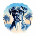 Surrealistic Boxer Puppy Beach Illustration With Infrared Filters