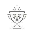Dog winner cup icon. Vector isolated line award symbol Royalty Free Stock Photo