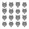 Dog wolf coyote heads silhouette set vector illustration