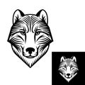 Dog or wolf head logo or icon in one color. Stock vector illustration. Royalty Free Stock Photo