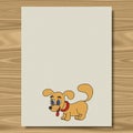 Dog writing paper texture wood background