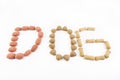 `` Dog ``, written with food grains.