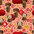 Dog year zodiac Chinese seamless pattern Royalty Free Stock Photo