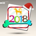 Dog yellow banner for background on new year 2018