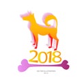 The dog is yellow for the new year 2018 for the background, label, logo, emblem . Royalty Free Stock Photo