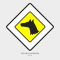 Dog on the yellow sign for the new year 2018 Royalty Free Stock Photo