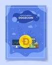 Doge or dogecoin cryptocurrency for template of banners, flyer, books cover, magazine with liquid shape flat style vector