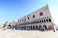 Doge`s Palace and cathedral church St Mark`s Basilica at Saint Mark`s Square Piazza San Marco in Venice, Italy Royalty Free Stock Photo