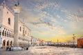 Doge`s Palace and Grand Canal wharf, Venice Royalty Free Stock Photo