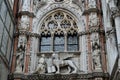 The winged lion and the doge Francesco Foscari on the Doge Palace in Venice, Italy Royalty Free Stock Photo