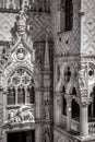 Doge`s Palace or Palazzo Ducale exterior in black and white, Venice, Italy. It is a famous landmark of Venice Royalty Free Stock Photo