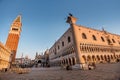 Doge`s Palace Palazzo Ducale at San Marco square at night in Venice, Italy Royalty Free Stock Photo