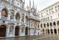 Doge`s Palace or Palazzo Ducale in summer, Venice, Italy. It is famous landmark of Venice. Panoramic view of luxury courtyard of Royalty Free Stock Photo