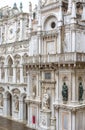 Doge`s Palace or Palazzo Ducale, Venice, Italy. It is famous landmark of Venice. Nice ornate facade of old Doge`s Palace with Royalty Free Stock Photo