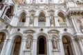 Doge`s Palace or Palazzo Ducale, Venice, Italy. It is famous landmark of Venice. Nice ornate facade of old Doge`s Palace with Royalty Free Stock Photo