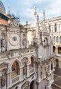 Doge`s Palace or Palazzo Ducale, Venice, Italy. It is famous landmark of Venice. Nice ornate facade of old Doge`s Palace with Royalty Free Stock Photo