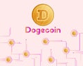 Dogecoin blockchain circuit technology style background