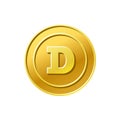 Dogecoin crypto currency Golden Dogecoin coin icon