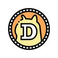 dogecoin cryptocurrency coin color icon vector illustration