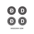 Dogecoin cryptocurrency icon simple flat style vector illustration