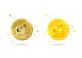 Dogecoin DOGE coin flat icon isolated on white background