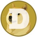 Dogecoin DOGE cryptocurrency icon on flag