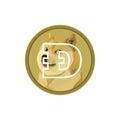 Dogecoin DOGE cryptocurrency icon isolated on white background. Digital currency. Royalty Free Stock Photo