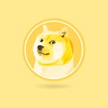 Dogecoin DOGE cryptocurrency icon isolated on white background. Digital currency.