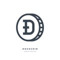 Dogecoin DOGE cryptocurrency line icon isolated on white background. Digital currency.