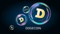 Dogecoin DOGE token symbol in soap bubble.