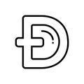 Black line icon for Dogecoin, digital and currency