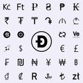 dogecoin icon. Crepto currency icons universal set for web and mobile