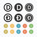 Dogecoin icon with different style and colors vector illustration