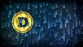 Dogecoin - Icon on Digital Background. Royalty Free Stock Photo