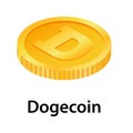 Dogecoin icon, isometric style