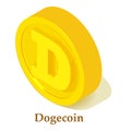 Dogecoin icon, isometric style