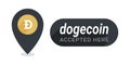 Dogecoin Icons. Sticker or badge Dogecoin accepted. Pay with Dogecoin Button. Vector illustration