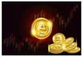 3D gold coin pepe coin cryptocurrency stock exchange illustration I Meme coin crypto