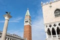 Doges Palace, Campanile and Column in Venice Italy Royalty Free Stock Photo