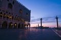 Doges Palace at dawn in Venice Royalty Free Stock Photo