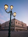 Doges Palace at dawn in Venice Royalty Free Stock Photo
